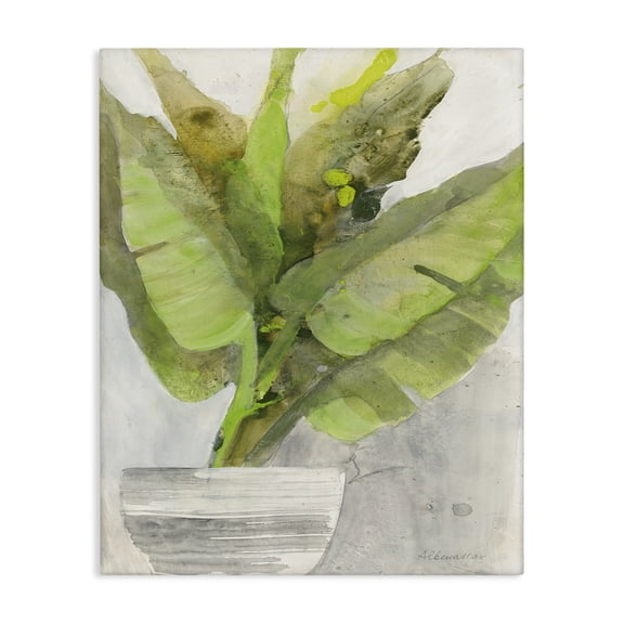 Stupell Industries Modern Large Green Leaf Plant Canvas Art, 16 x 20, by Albena Hristova