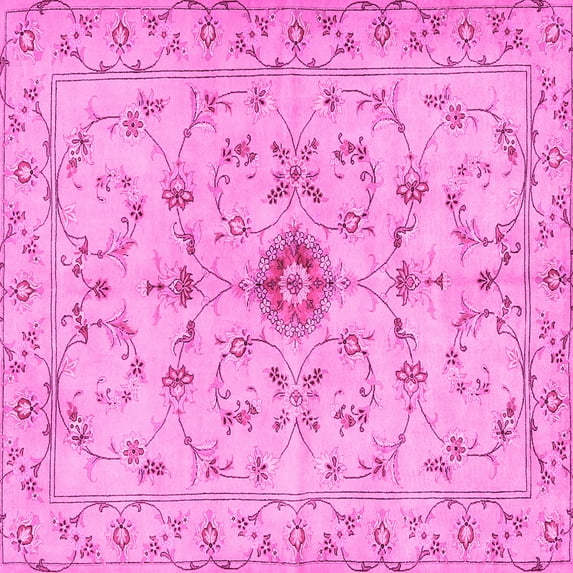 Ahgly Company Machine Washable Indoor Square Persian Pink Traditional Area Rugs, 3' Square