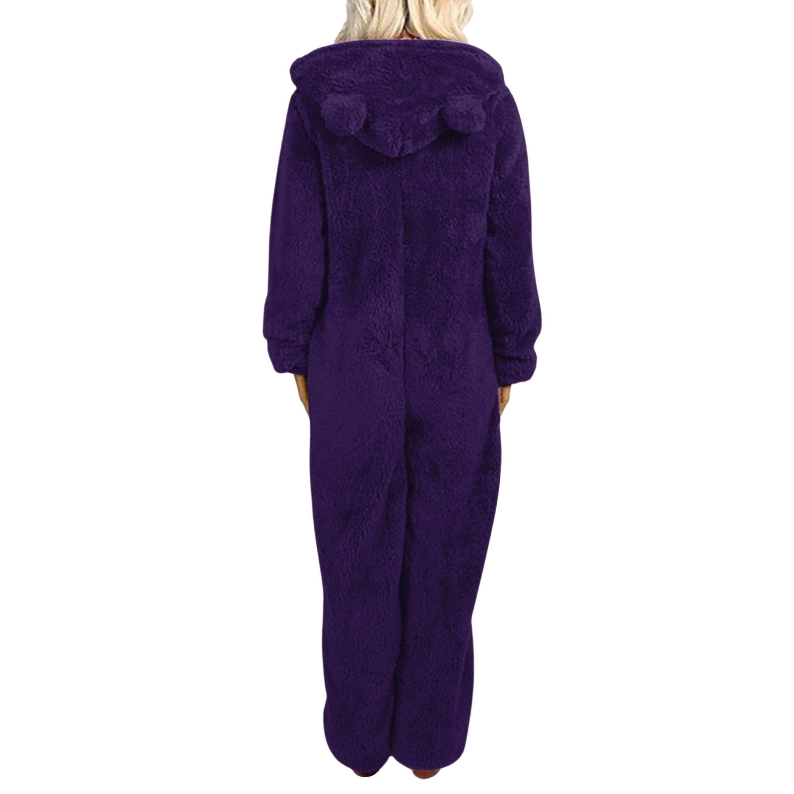 Women's Onesies Pajamas Sherpa One Piece Romper Zipper Cute Hooded Jumpsuit Pajama Loungewear