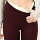 thumbnail image 1 of Solid Sherpa Warm Plush Lining Leggings, Casual Stretchy Long Length High Waist Leggings, Women's Clothing, 1 of 5
