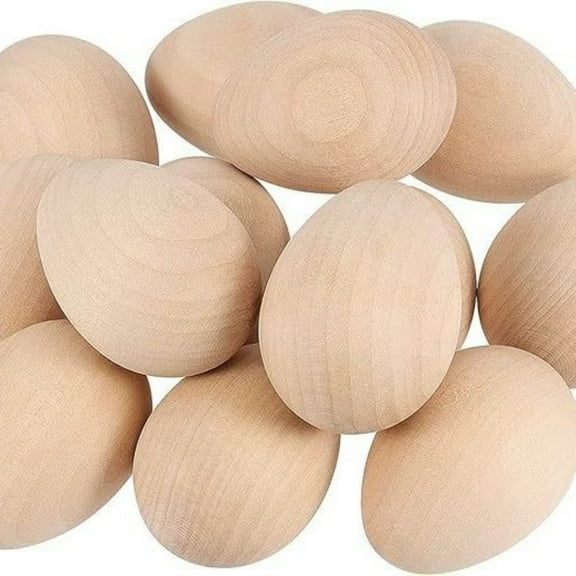 AIGIA 8 PCS Easter Wooden Eggs Smooth Natural Unfinished Wood Egg for Easter Basket Fillers Craft DIY Decoration