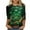 #066-Multicolor, variant on St. Patrick's Day Shamrock 3/4 Sleeve Tee - Ladies' Printed Round Neck 3/4 Sleeve Loose Top for Irish Pub Celebrations, Festive Weekend Wear & Luck-Themed Casual Style