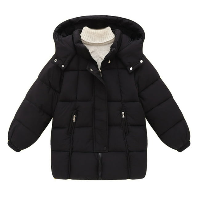 Boys Winter Coat Hooded Thickened Mid Length Jacket Toddler