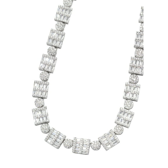 Silver Chain - Baguette and Round Iced Out Chain