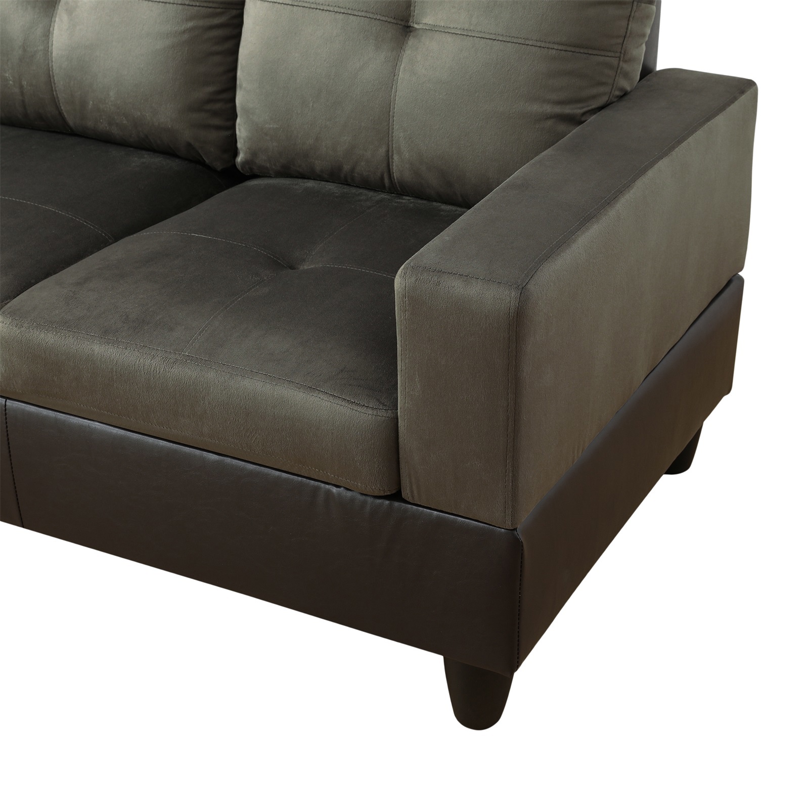 Hommoo Flannel & PVC L-Shaped Sectional Couch and Sofa Set, Modern Living Room Furniture Set, Left Side, Taupe
