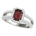 thumbnail image 1 of Mauli Jewels Rings for Women 2.70 Carat Diamond and Emerald Shaped Garnet Ring 4-prong 10K White Gold, 1 of 7