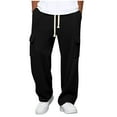 thumbnail image 1 of Ceisia Men's All-Season Solid Color Workwear Gift Pants - Elastic Waist Drawstring Pocket Oversized Comfort Pants, 1 of 8