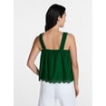 thumbnail image 4 of Time and Tru Women's Eyelet Embroidery Trim Tank Top, Sizes XS-XXXL, 4 of 6