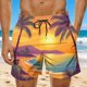 thumbnail image 2 of Pantalones Cortos de Playa con Cordón Impreso Casual para Hombres, 2 of 8