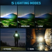 Rechargeable Flashlights 900000 High Lumens, High Power Led Flashlight, XHP70.2 Powerful Tactical Flashlight with Zoomable, 5 Modes, IPX7 Waterproof, Flashlight for Camping, Hiking, Emergencies