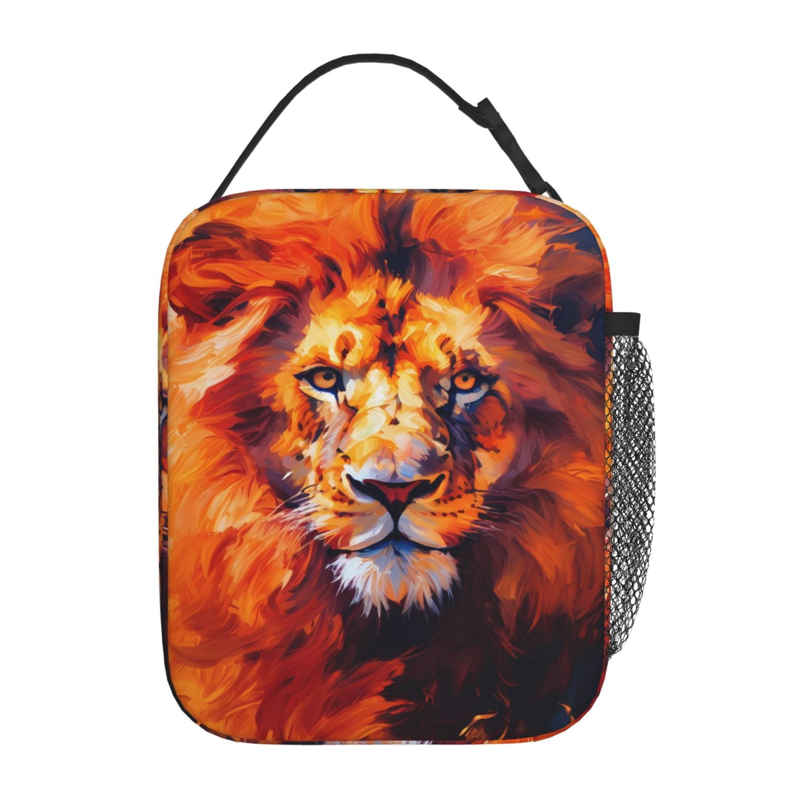Lunch Bag For Women Men Insulated Portable Lunch Box Bento Box Office Picnic Travel Cooler Bag Lion Fire