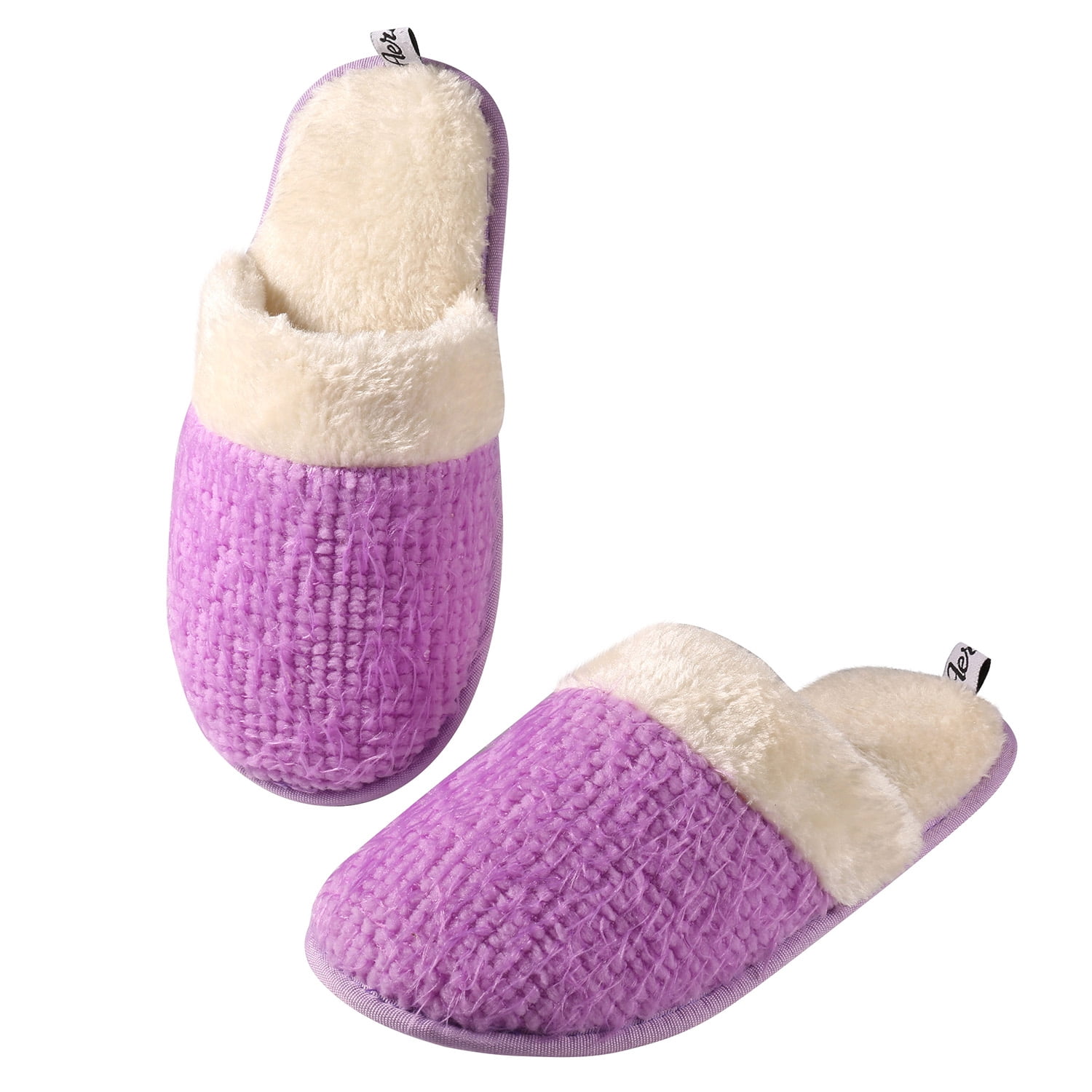 Women’s Sunrise Woven Plush Slippers – Warm Memory Foam Footbed with Non-Slip Rubber Sole for Indoor/Outdoor & Spa Use
