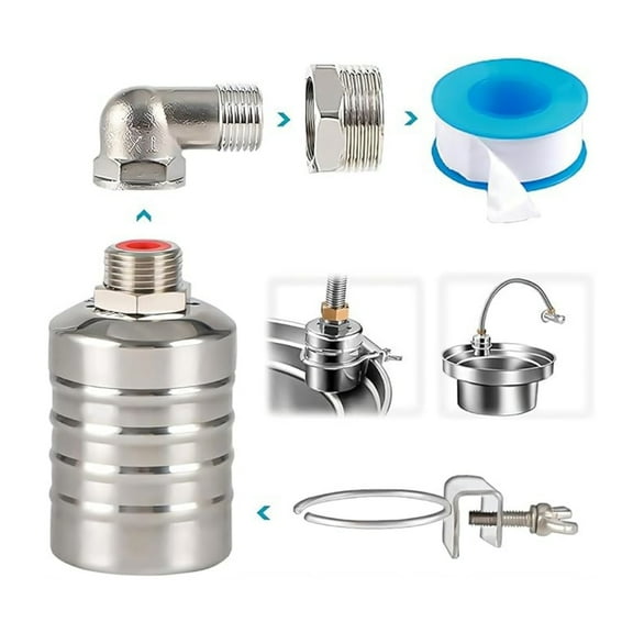 1/2" to 3/4'' Water Level control Float Valve, 304 Stainless Steel Fully Automatic Watershut off valve, Automatic Water Level Controller for Water Tank, Pool, Livestock Troughs.