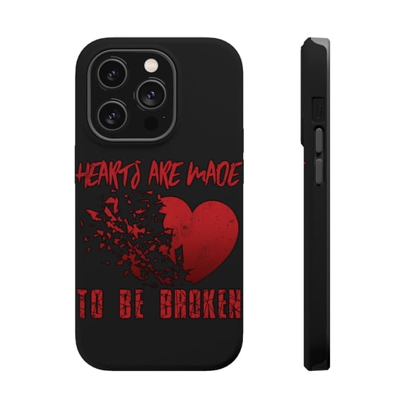 DistinctInk Tough Case for Apple iPhone 15 PRO (6.1" Screen), Compatible with MagSafe Charging - Hearts Made To Be Broken