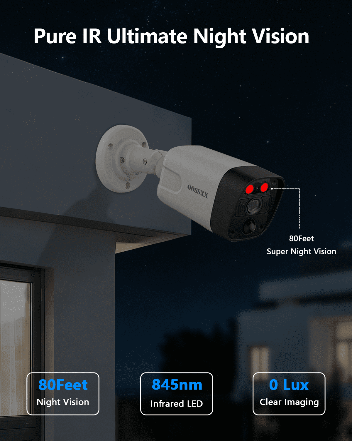 OOSSXX 4K PoE Security Camera System, 4 Cameras 8 Channel NVR System without HDD