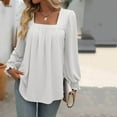 thumbnail image 6 of GigrtiJin Women's Blouses Square Neck Puff Long Sleeve Pleated Solid Color Tops Casual Casual Fashion Tunic Shirts, 6 of 6