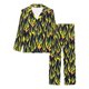 thumbnail image 3 of Conjunto de pijama largo para mujer con estampado de llamas de fuego de fondo, 3 of 4