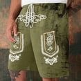 thumbnail image 2 of IWRICH Men's Graphic Printed Retro Shorts Drawstring Elastic Waist Short Pants Casual Fashion Plus Size Pants with Pockets Army Green XXL, 2 of 4