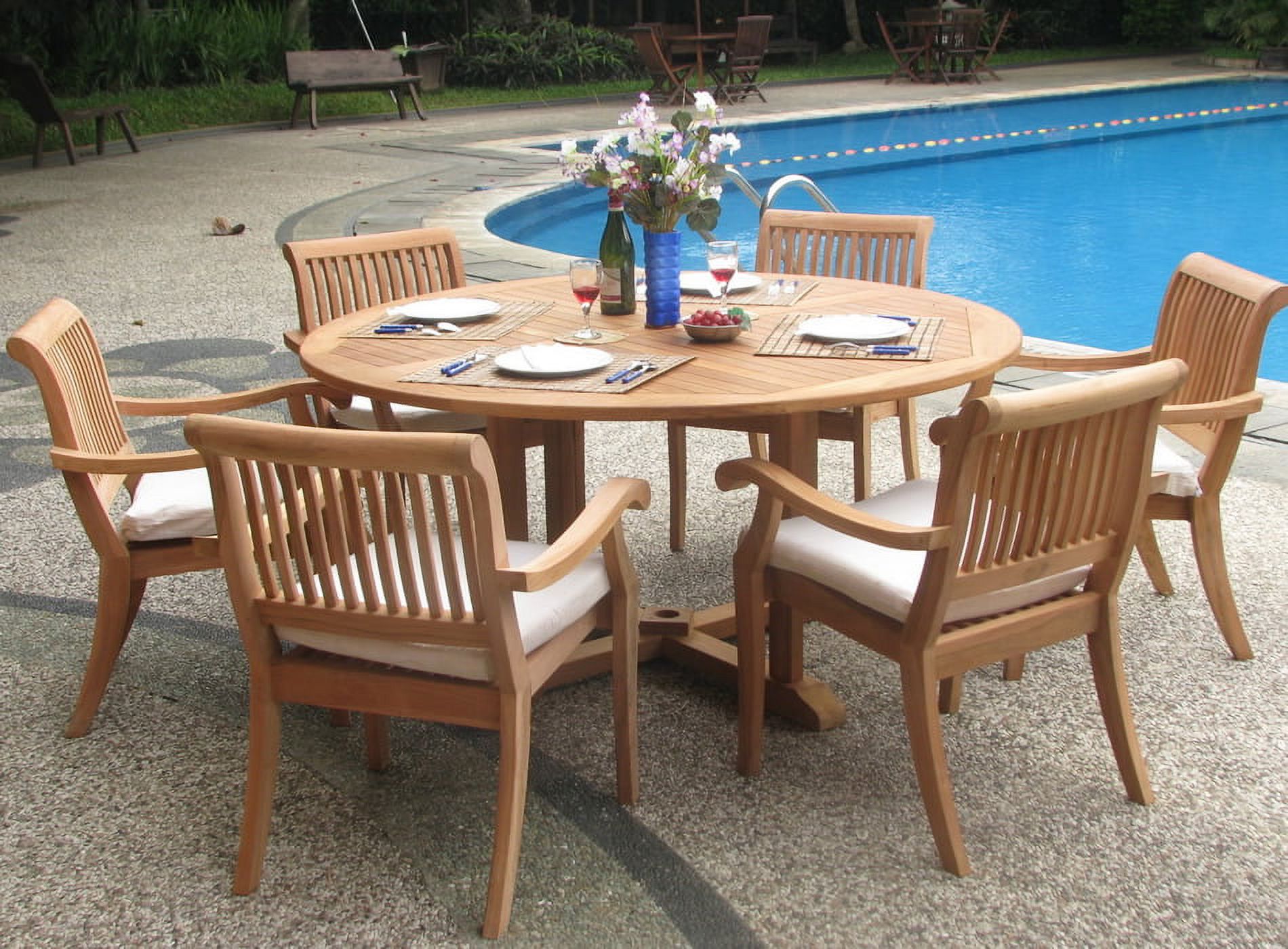 60" Round Dining Table Outdoor Patio Grade-A Teak Wood WholesaleTeak #WMDT60 - image 3 of 3