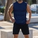 thumbnail image 2 of Camiseta sin mangas para hombre, ajustada, transpirable, sin mangas, cuello redondo, color puro, elástica, atlética, musculosa, 2 of 4