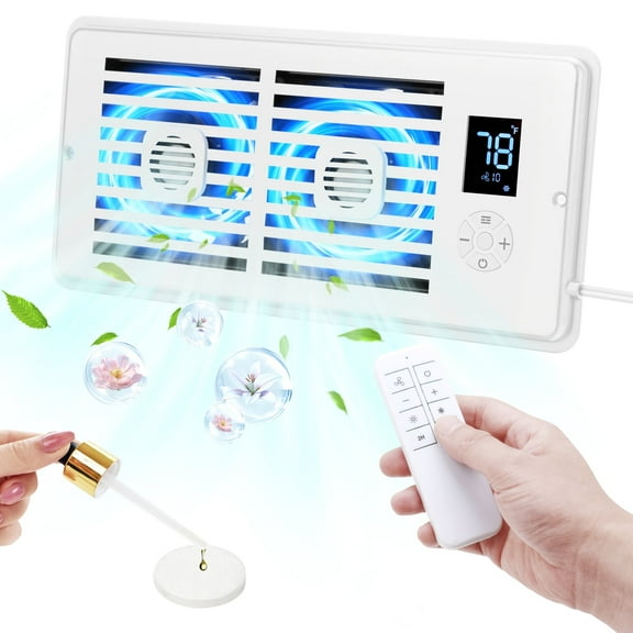 Register Booster Fan Fits 4" x 10" Register Holes, 10-Speed Smart Thermostat AC Vent Fan with Timer Setting and Aroma Function, Air Vents Fans with Remote Control Cooling & Heating for Floor, Wall