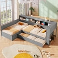 thumbnail image 5 of Harper & Bright Designs L Shaped Twin Beds for 2, Corner Bed with Trundle & Drawer, Twin Size L Shaped Bed with Storage Shelf for Boys and Girls, Grey, 5 of 16