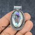 thumbnail image 4 of Adidev 30 Carat Fire Rainbow Topaz Gemstone Oval Shape Rainbow Color 925 Sterling Silver Plated Pendant for Women, 4 of 5