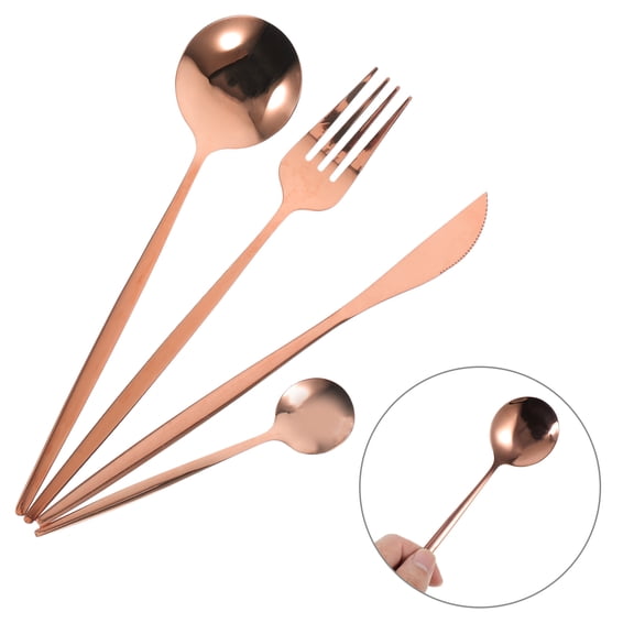 HOMEMAXS Elegant Reusable Tableware Set in Rose Stainless Steel for Home Use with Comfortable Grip and Versatile Design 6 Sets