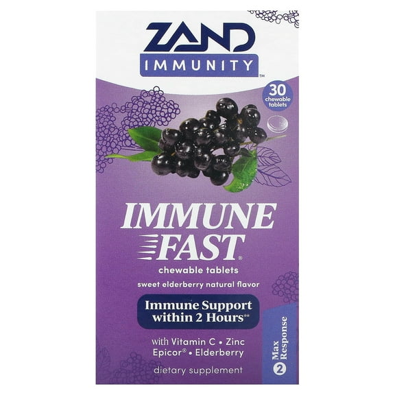 Zand Immunity, Immune Fast, Sweet Elderberry, 30 Chewable Tablets