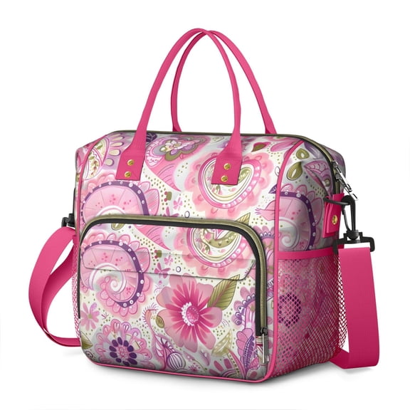 Pioneer Flower Floral Print Pattern Womens Lunch Box for Work,Insulated Large Lunch Bag for Tween and Teen,Loncheras Para Mujer,Leakproof Adult Lunch Bag for Work,Beach,Travel,Picnic,Camping