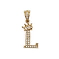 thumbnail image 4 of Cadena y dije de brillos con corona de oro laminado letra L, 4 of 8