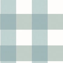 Chesapeake Amos Teal Gingham Prepasted High Performance Wallpaper, 20.5-in by 33-ft, 56.4 sq. ft.