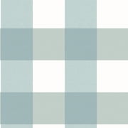 Chesapeake Amos Teal Gingham Prepasted High Performance Wallpaper, 20.5-in by 33-ft, 56.4 sq. ft.