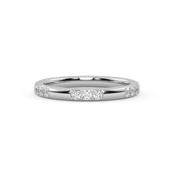 AFFY Eternity Wedding Band Ring for Women Round Cut Lab Created Moissanite Stackable Rings Jewelry Gift for Her In 14K White Gold Plated 925 Sterling Silver Size-4