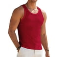 thumbnail image 5 of YLSDY Men's Ribbed Crew Neck Tank Top, High Elastic Compression Sleeveless Shirt for Gym Training Red XL, 5 of 9