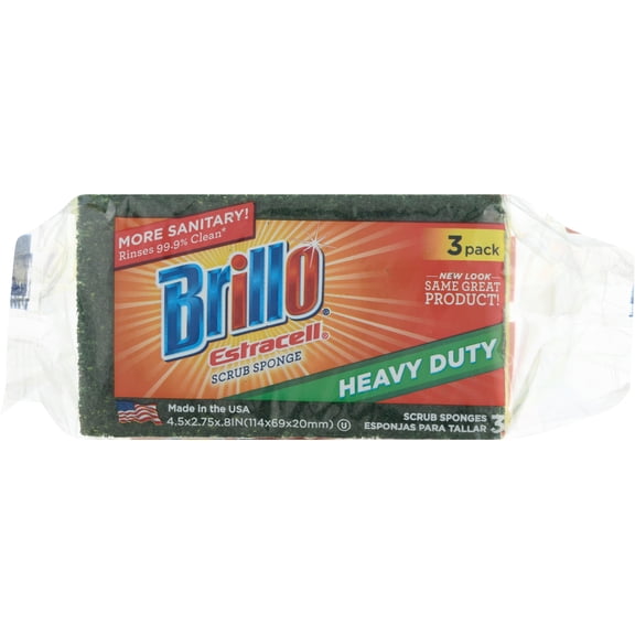 Brillo 21031 Estracell Heavy-Duty Scrub Sponge, 3-Pk. - Quantity 8