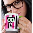 thumbnail image 2 of 3drose, My Lucky Black Cat Pink Stripes Design, 11oz Two-tone Green Mug, 2 of 6