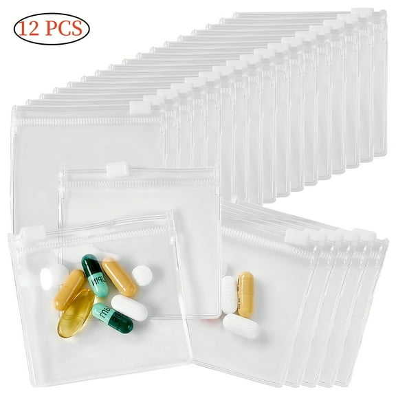 12 Pcs Pill Pouch Bags Zippered Pill Pouch Set Reusable Translucent Medicine Organizer Self Sealing Medicine Bag Travel Plastic Pill Bags with Slide Lock Pill Baggies for Pills