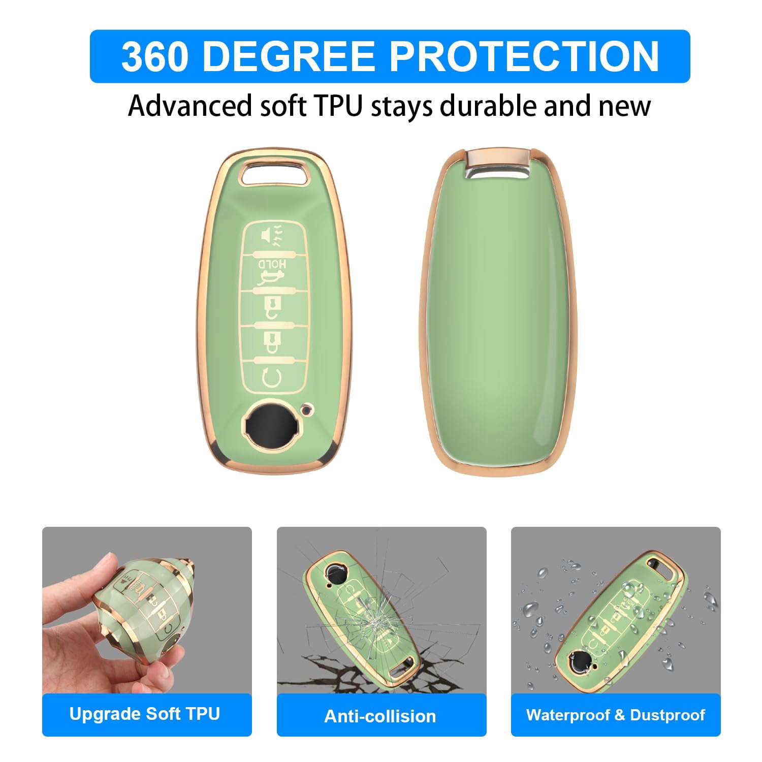 Key Fob Cover for Nissan,Car Key Fob Protector 5 Buttons Key Case Protection Compatible with 2023 2024 Pathfinder Rogue Metal Keychain Remote Key Accessories Protector