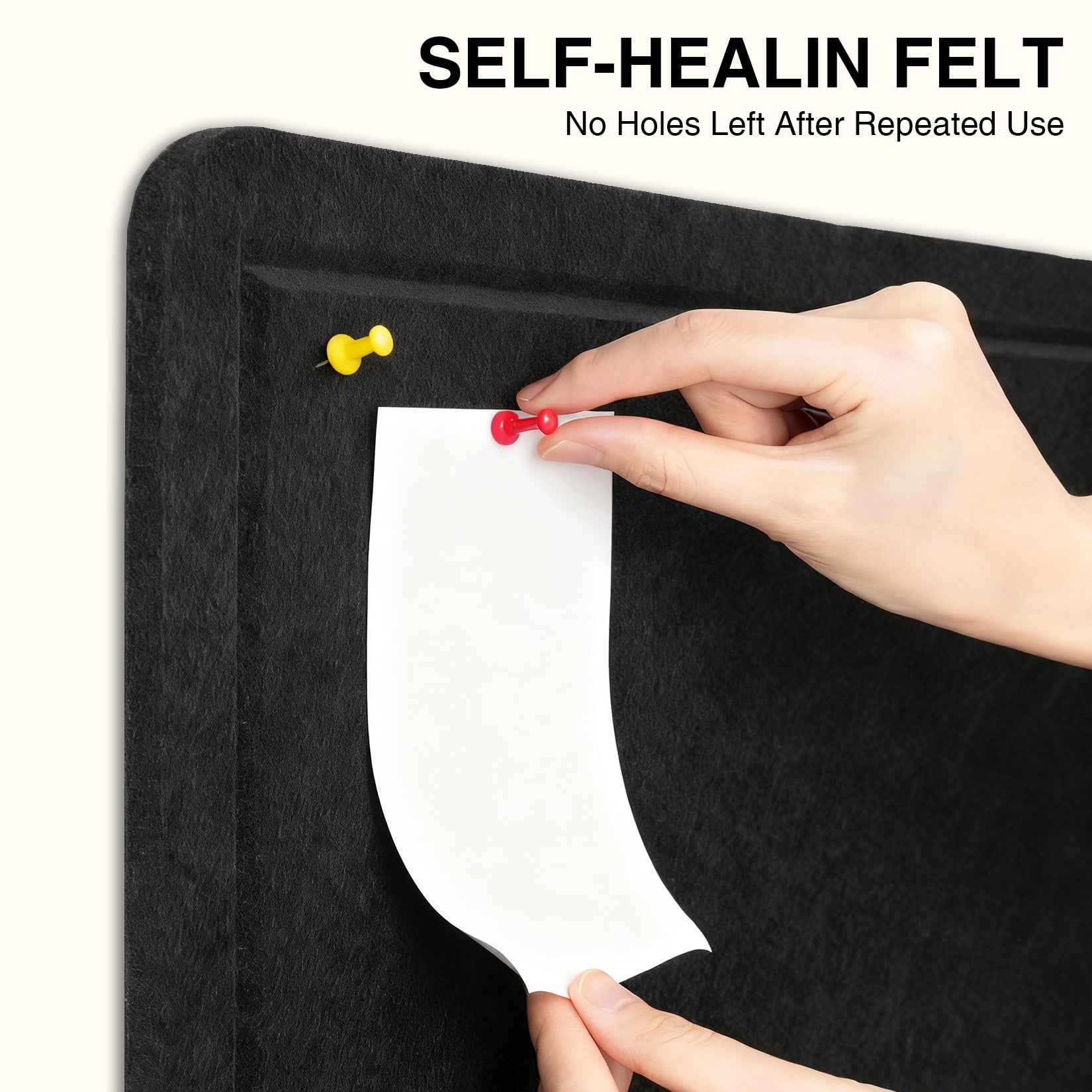 Large Felt Bulletin Board Foldable Cork Board Alternative Pin Board Frameless Memo Board with Push Pins Self Healing Wall Board for Office Home Classroom, 36 × 24 in
