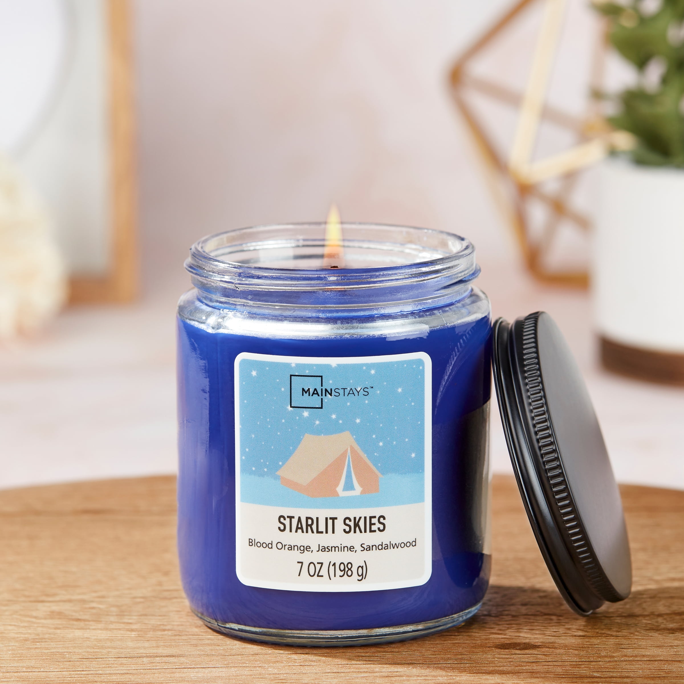 Mainstays Single-Wick Twist Glass Jar Scented Candle, Starlit Skies, 7oz.