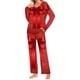 thumbnail image 2 of Puntoco Pijamas de mujer con cuello redondo, pantalones y bolsillo en la parte superior con estampado navideño para mujer, 2 of 5