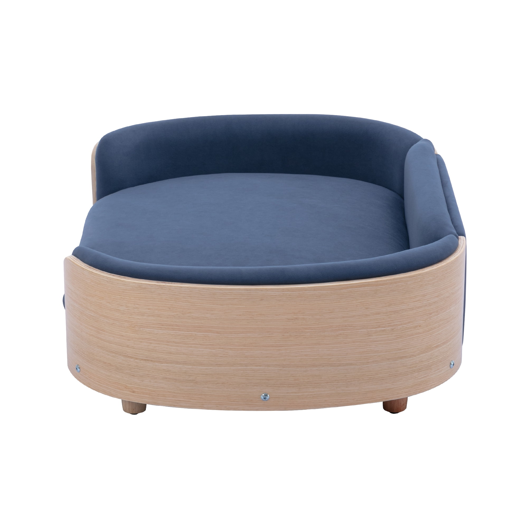 Pefilos 38" Elevated Dog Bed Pet Sofa with Solid Wood Legs and Bent Back, Cat Sofa Bed Velvet Cushion Couch Furniture, Blue Pefilos 38" Elevated Dog Bed Pet Sofa with Solid Wood Legs and Bent Back, Cat Sofa Bed Velvet Cushion Couch Furniture, Blue