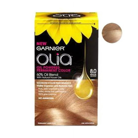 Garnier Olia Oil Powered Permanent Haircolor Medium Blonde 8.0 1 Kit 3 Pack
