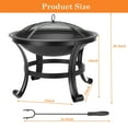 thumbnail image 2 of Foyer Extérieur en Acier de 22 Pouces avec Couvercle – Bol à Feu Rond à Bois avec Écran Pare-Étincelles en Maille et Grill BBQ, 2 of 6