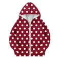 thumbnail image 3 of ZHOGXU Big Girls Hooded Jacket With Pocket Long Sleeve Plush Lined Zip Up Polka Dot Print Casual Comfortable Coat Top For Daily Wear Brick Red 4-5 Years, 3 of 5