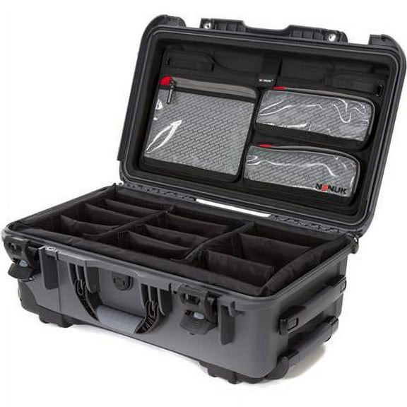 Wheeled Series 935 Lightweight NK-7 Resin Waterproof Hard Case with Lid Organizer and Padded Dividers, Graphite
