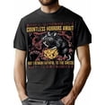 thumbnail image 1 of Camiseta retro de la rata del terror japonesa: "Incontables horrores te esperan" con estampado elegante, informal y cómoda, manga corta moderna para uso diario en verano (220 g)., 1 of 7
