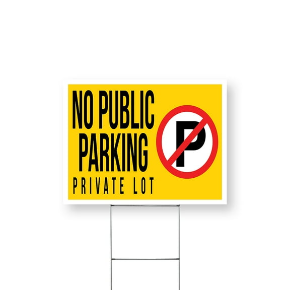 No Public Parking Private Lot Yard Sign 12 Inch x 16 Inch Single Sided Weatherproof Heavy-Duty Plastic with Stake | Clear Directions, Property Management, Outdoor Use | Made in USA