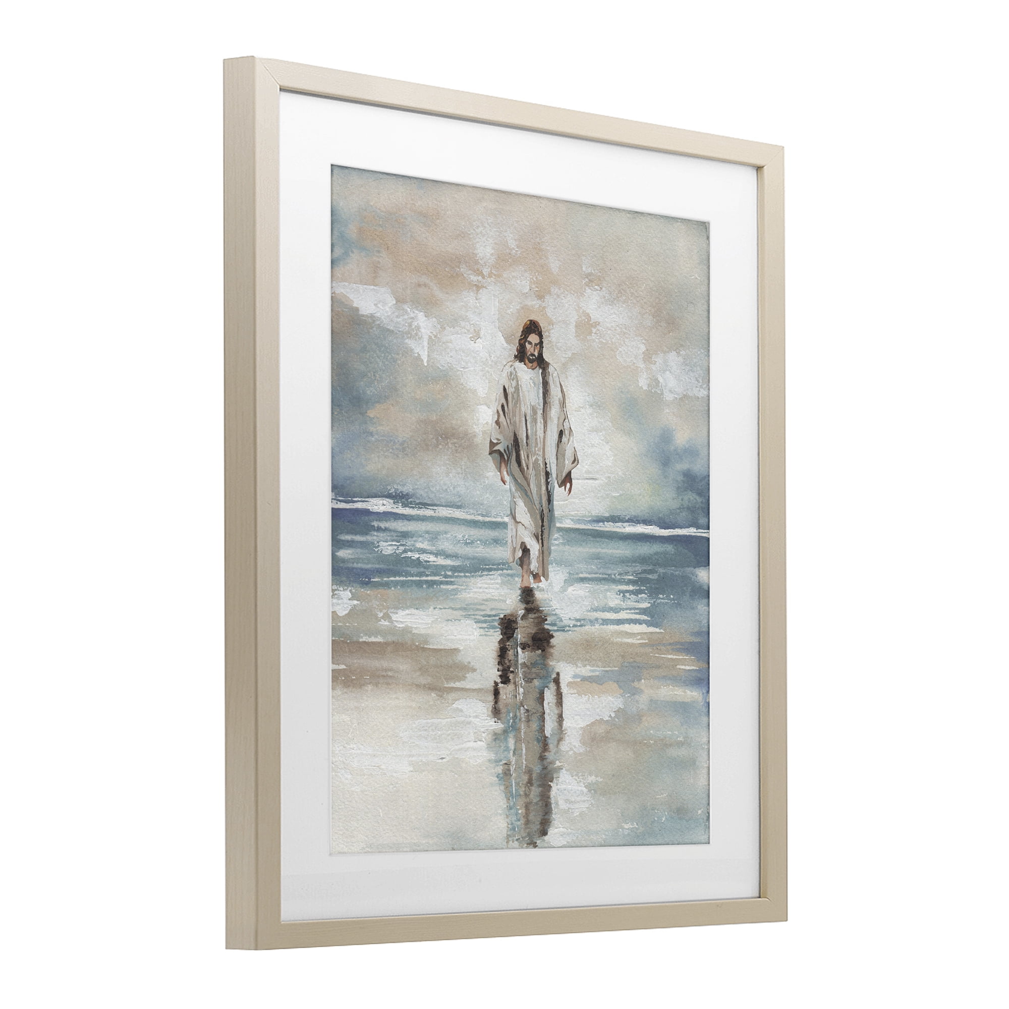 Stupell Industries Jesus on Water Birch Framed Print Under Glass, design by Elizabeth Medley